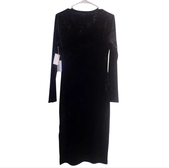 NWT Good American Side Slit Velvet Midi Dress - Picture 4 of 9